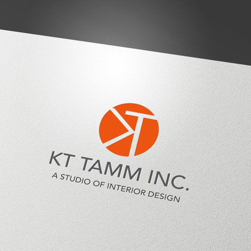 Create a design that highlights my initials "KT" as well as incorporate my business name "KT TAMM,IN Design by Andrea Mauriziani