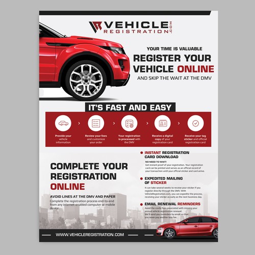 One-Page Flyer for VehicleRegistration.com Réalisé par iulianrosu