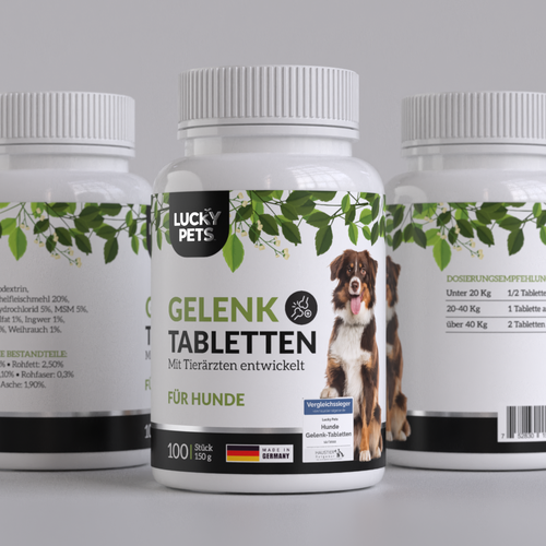 Modern label design for high quality joint tablets for dogs Design by Tamara.D