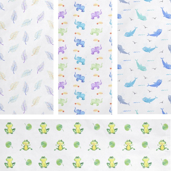 Unisex designs for set of 4 baby blankets