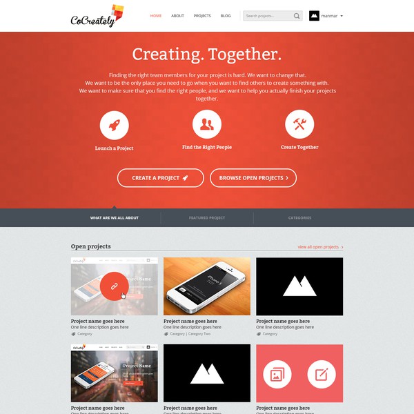 Frontpage for CoCreately.