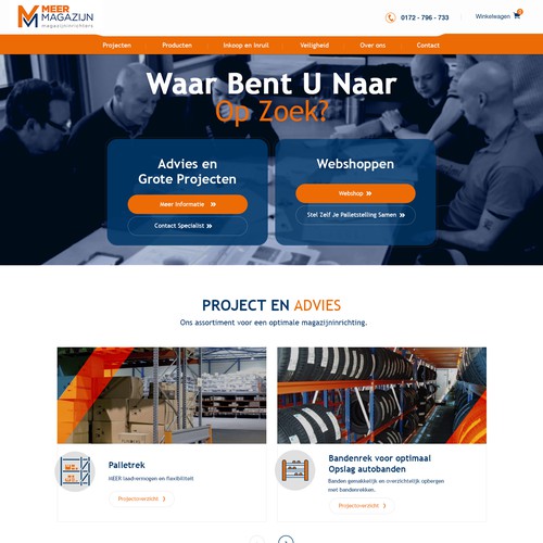 Design Creative website templates for a leading pallet racks company_ Meermagazijn di Adventix