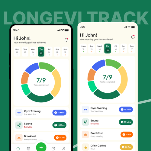 Need a mobile app design for longevity tracking app Design by monodeepsamanta