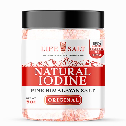 Label for Natural Iodine Pink Himalayan Salt that is fused with Seaweed Design by Design_byMe