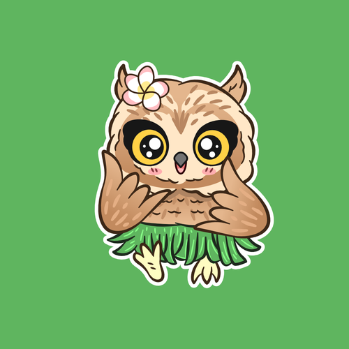 Logo with island feel with a kawaii owl anime mascot for Hawaii website Design por Fresti
