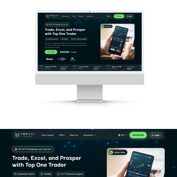 Trading website UI Design