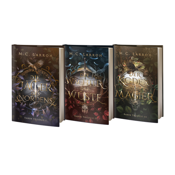 Design criado por : Elementi.studio com o nome "Book Cover -Der Kodex der Magier: Raben Trilogie"