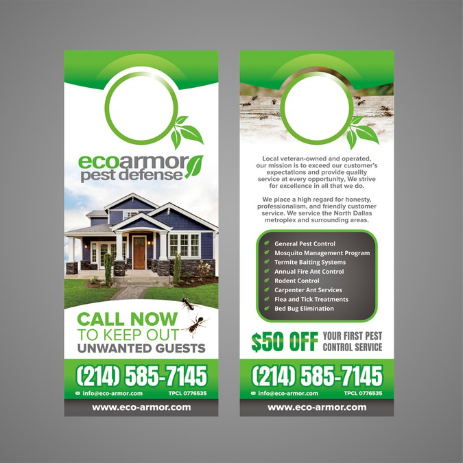 Custom door hanger flyer for pest control company | Postcard, flyer or ...