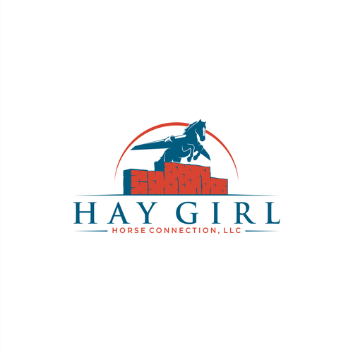 High flying horse showing athleticism - Go GET THEM ATTITUDE to sell Hay on website Design by via_oktav