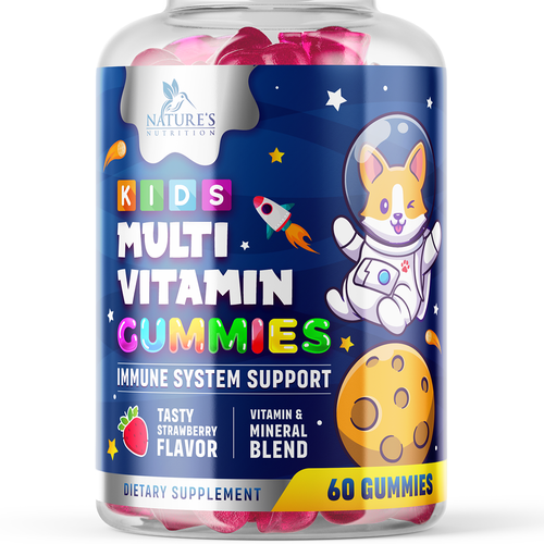 Tasty Kids Multivitamin Gummies Product Label for Nature's Nutrition Design by ZAKIGRAPH ®