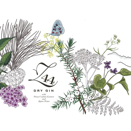 Gin Bottle & packaging design + merchandising Design by virunga