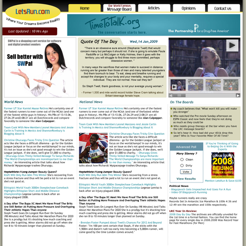LetsRun.com Homepage Re-Design/Cleanup Diseño de InfiniteDreams