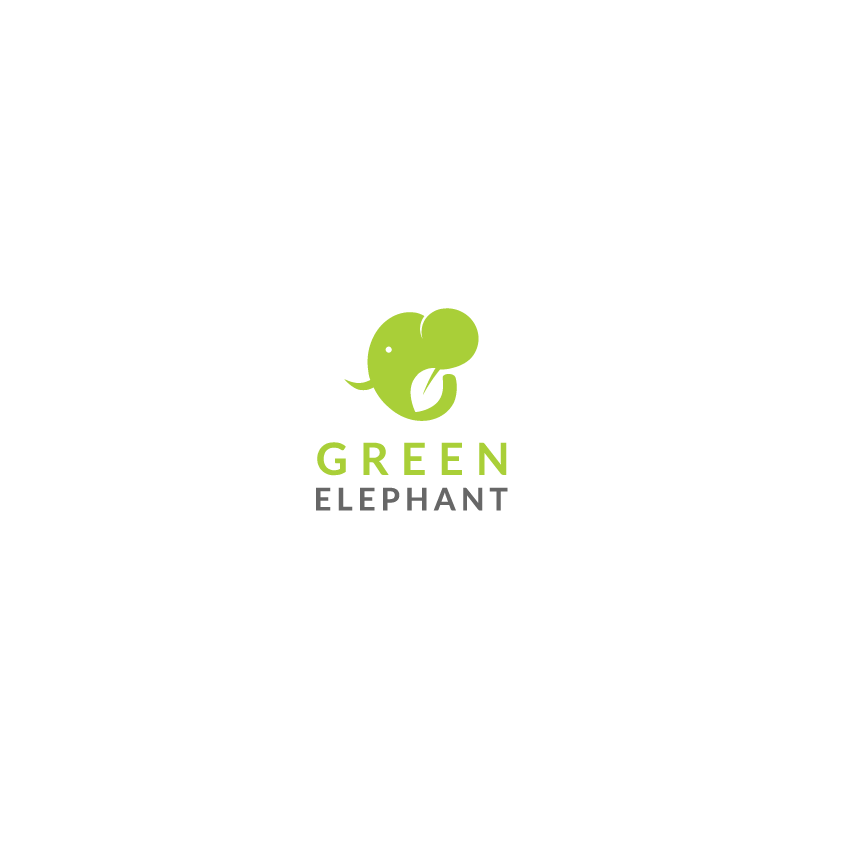 Green elephant logo with the title 'Logo concept for a natural cleaning and home environment products '