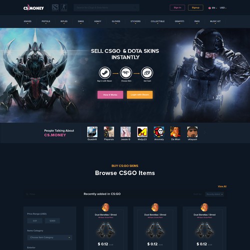 Proposition sur un concours de Design de page web, réalisée par Design Monsters