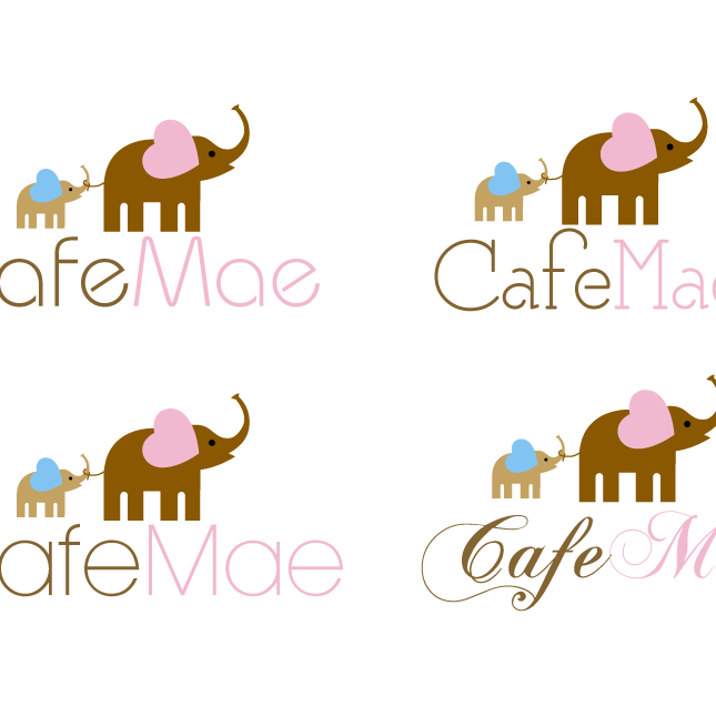 Feline logo with the title 'Logo for new Parenting / Baby Site: Cafe Mae'