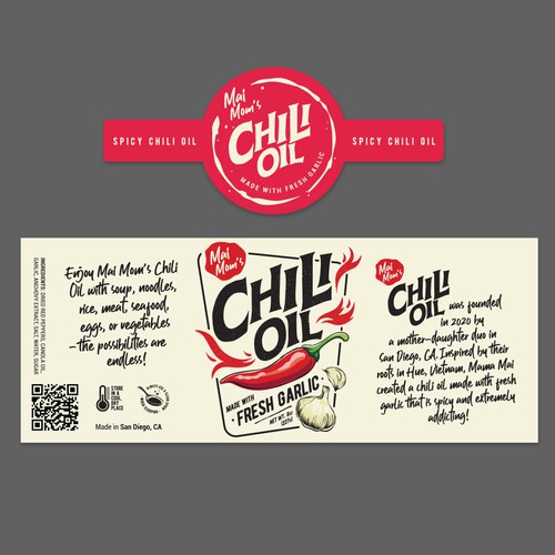 Eye catching packaging label for spicy chili oil jar Réalisé par rickyports