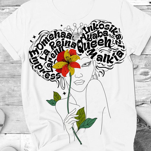 African Diaspora "QUEEN" Dialect T-Shirt Design Design by SORENKOgraph
