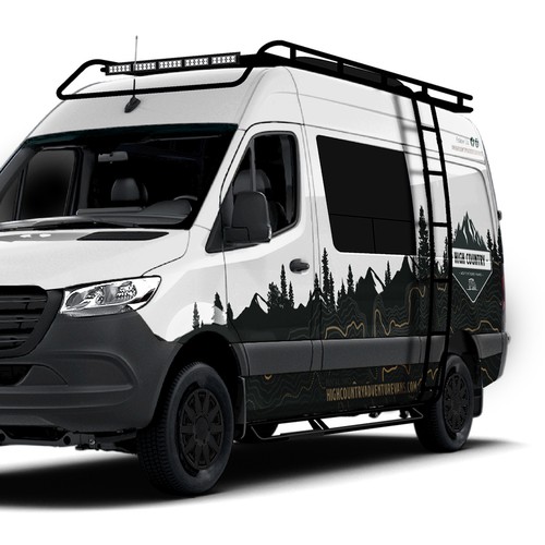 Nature inspired Sprinter Van Wrap design for High Country Adventure Vans Design by Art Mahno ✔