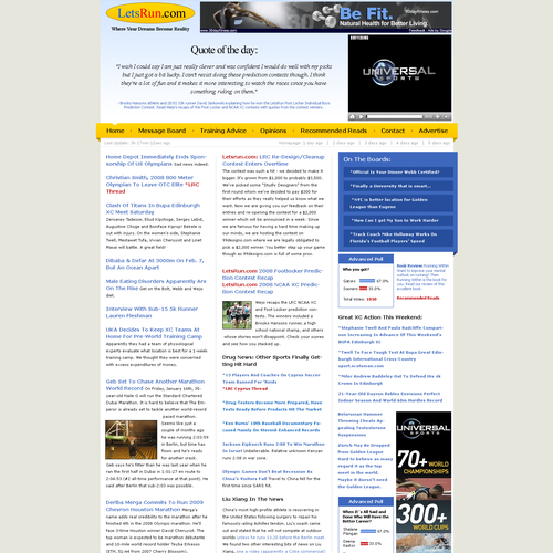 LetsRun.com Homepage Re-Design/Cleanup Diseño de pscola