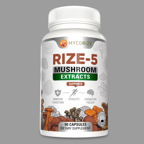 Mushroom Supplement Label Needed! Clean & Modern with a creative flare! Design réalisé par Aalamvision