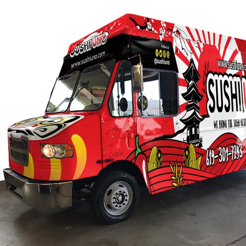 Design a modern, yet catchy SUSHI FOOD TRUCK! Car, truck or van wrap