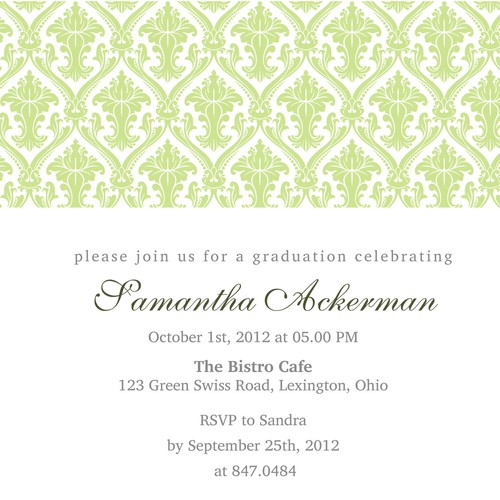 Picaboo 5" x 7" Flat Graduation Party Invitations (will award up to 15 designs!) Design by m&n