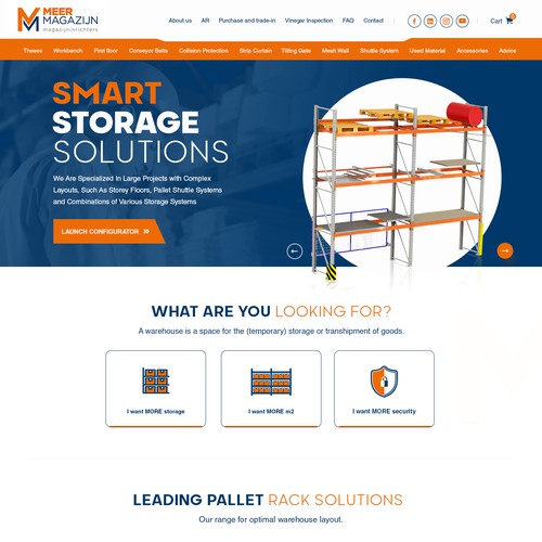 Creative website templates for a leading pallet racks company_ Meermagazijn Design by Adventix