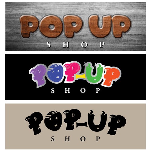 Custom storefront sign design for mall pop-up shop, Signage contest