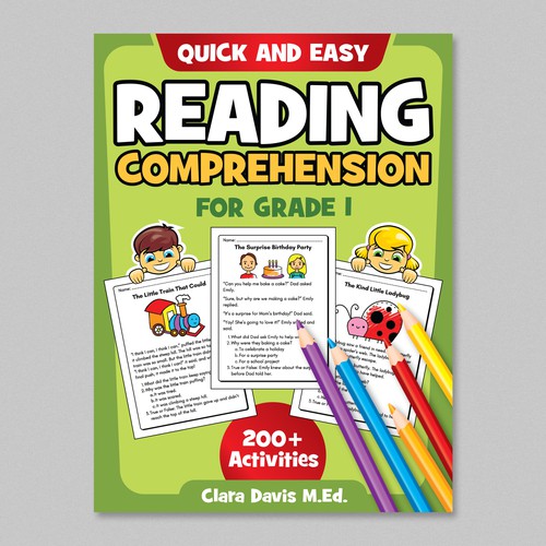 BOOK COVER: Grade 1 Reading Comprehension - Professional Workbook for Kids Design by WolfBell