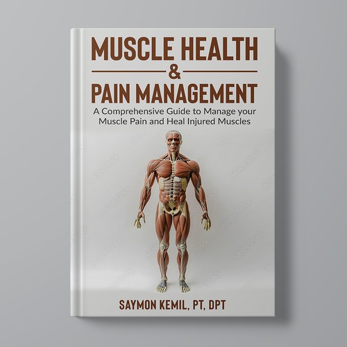 Book cover with a drawing images of the human anatomy combining muscles and bone structure. Design by Xnine