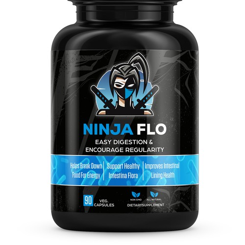 We need a cool supplement label for our supplement NINJAFLO Design by Designer_John