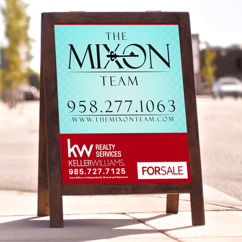 I need a 30" x 24" turquoise real estate sign where my team name POPS