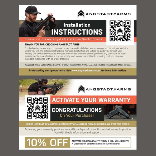 Warranty activation flyer for gun company (postcard) Design by Alphabet ♥