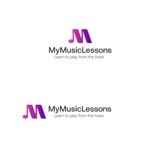 "Learn to play from the heart" Logo for Music Tech business Design by Tanmay