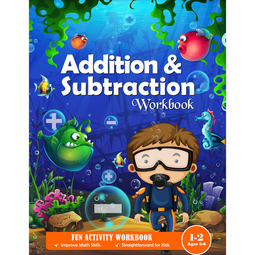 Fun design for kids math workbook Diseño de H-Izz Design