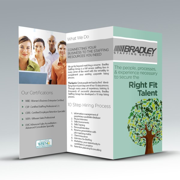 Design by Worker218 titled "brochure design for Bradley Staffing Group"