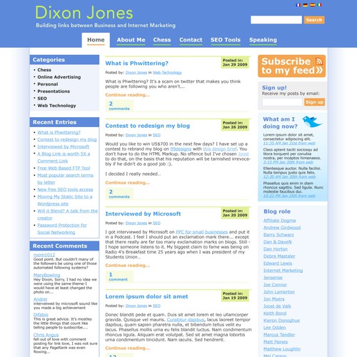Dixon Jones personal blog rebrand Réalisé par webcosy