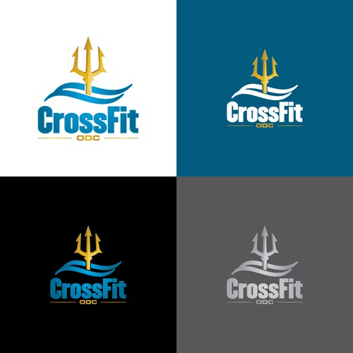 Logo pour une salle de CrossFit (France), thématique : trident, mer, odyssée, poseidon … Design by Arsart Design