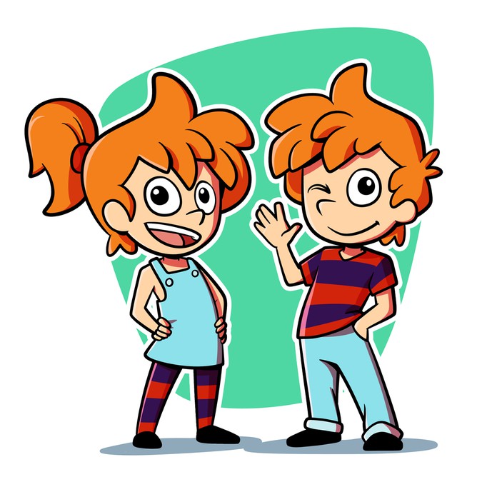 Create twin boy and girl cartoon characters | Figuren oder Maskottchen