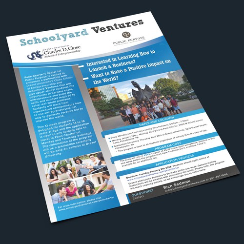 One page flyer for program that supports teen entrepreneurs Design by - COLI -