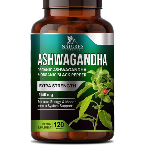 Natural Ashwagandha Capsules Design Needed for Nature's Nutrition Design réalisé par sapienpack