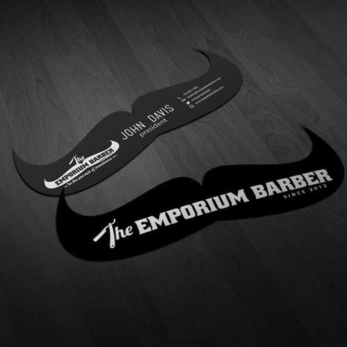 Unique business card for The Emporium Barber デザイン by NerdVana