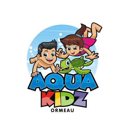 Learn to swim for 3 month olds up to squad level swimming. Focus on fun and young children/babies Design réalisé par .m.i.a.