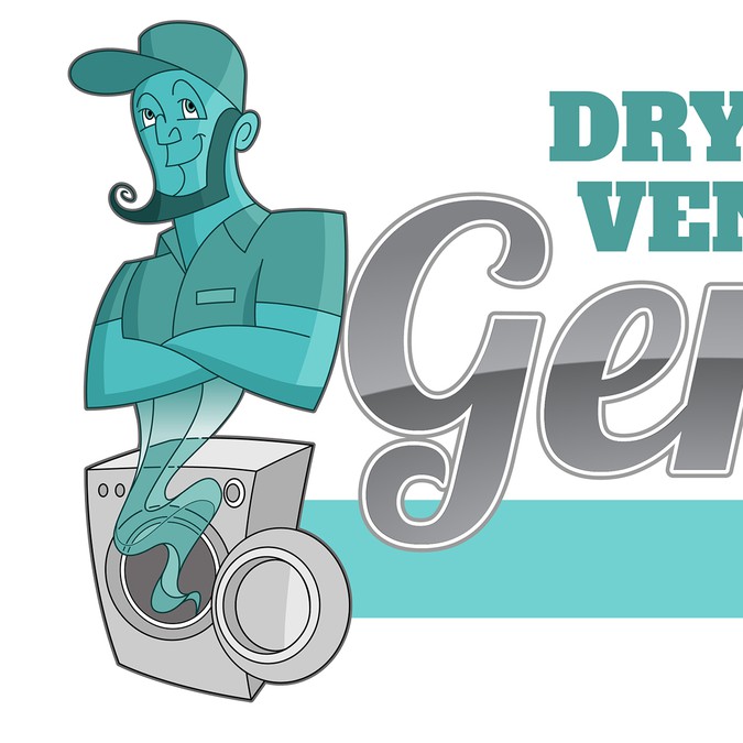 Dryer Vent Cleaning Company Logo With Cool Genie Mascot Logo Design