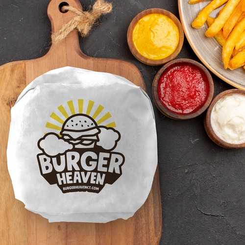 Burger Heaven high quality food logo for main building signage Réalisé par ACorso