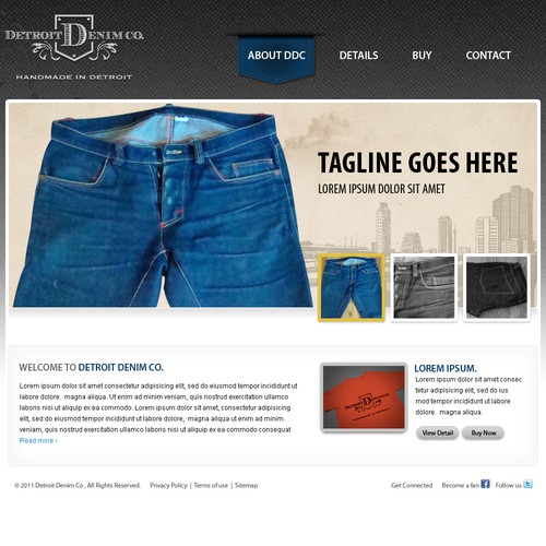 Detroit Denim Co., needs a new website design デザイン by -rezQ-