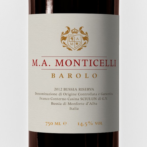 DESIGN A CLASSIC BAROLO WINE LABEL  FOR M A MONTICELLI 