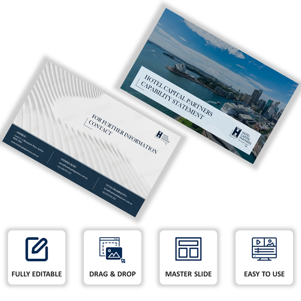 Design for PowerPoint template _Capability Statement_ hotel investment firm