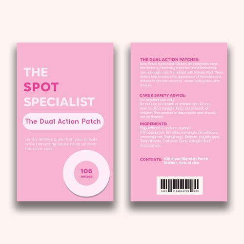 Pimple Patch PACKAGING to appeal to FEMALE BEAUTY user Design by 04kk graphics