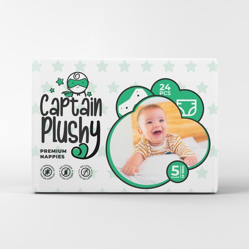 Packaging for playful baby diapers brand Design by Dimario Moretti